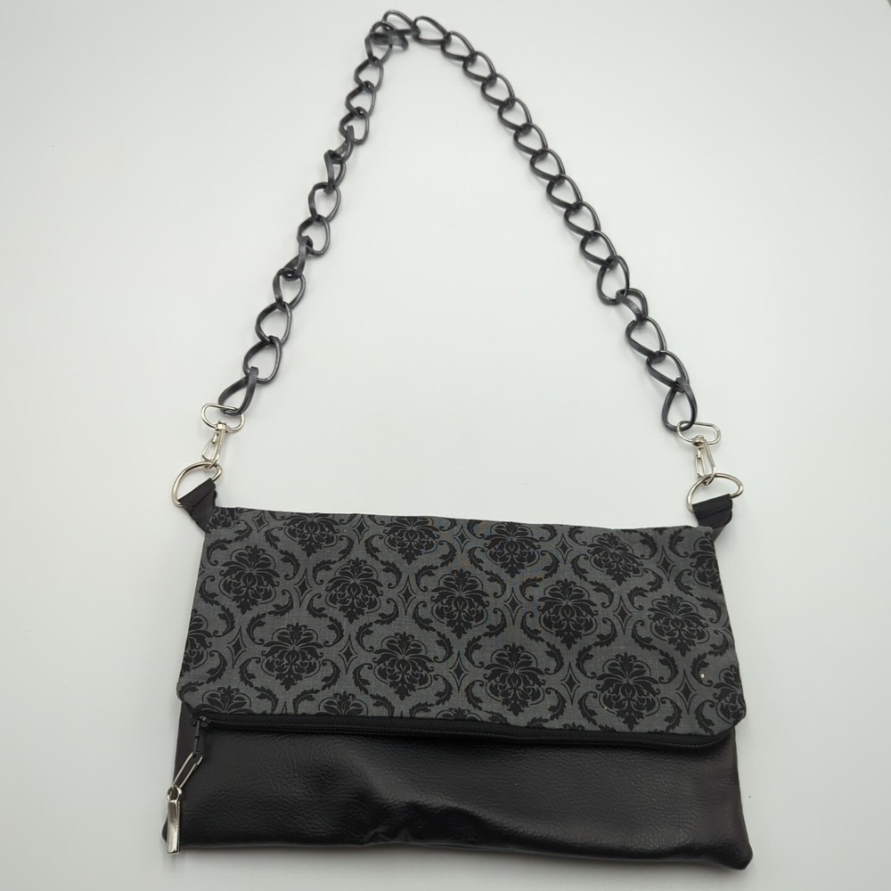 Handmade By Theresa Homemade‎ Handcrafted Bag Purse Book Bag Black Metal Strap